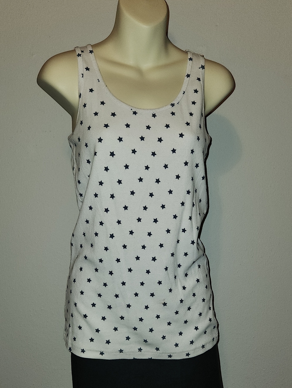 Time and Tru White Tank with Navy Star Print